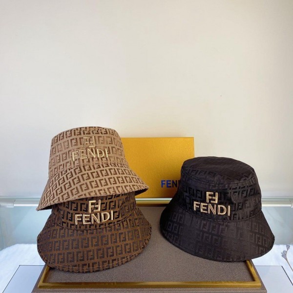 FENDIリバーシブル ハットFFロゴバケットハットスーパーコピー帽子Fendiフェンディブラウンバケットハットキャップ