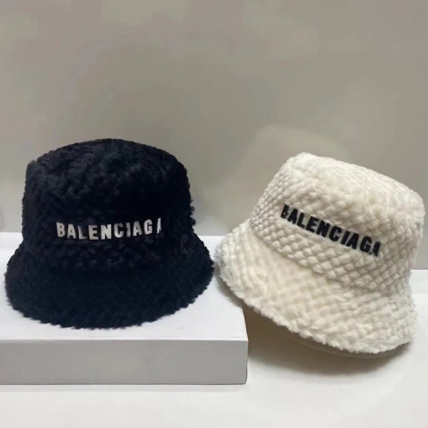 バレンシアガブランド漁師の帽子 レディース おしゃれ 秋冬 防風 保温 もこもこバケットハットBalenciaga 高品質ハットキャップかわいい女性 通勤 通学