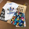 アディダス キッズ tシャツ半パンツ上下セット ハイブランドAdidas おしゃれ 高品質 コットン半袖 tシャツ 肌に優しい 丸首 tシャツ 半ズボンスーツ 子供 100-160cm夏