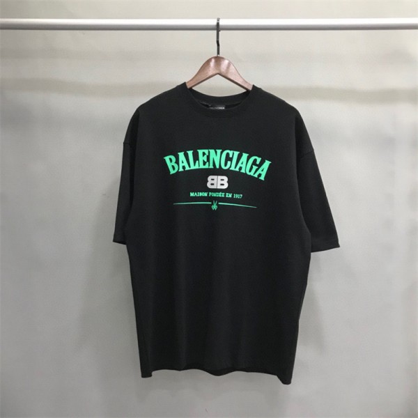 Balenciagaブランド半袖 tシャツ 夏バレンシアガ シンプル 高品質 tシャツトップス コットン 肌触りがよい tシャツ 上着 男女兼用 カップルオススメ