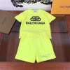 バレンシアガ キッズ tシャツ ハーフパンツ 2点セットハイブランド Balenciaga シンプル 純綿 肌触りがよい 子供服 ガールズ ボーイ半袖 tシャツ 半ズボン 夏 運動服 スーツ