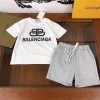 バレンシアガ キッズ tシャツ ハーフパンツ 2点セットハイブランド Balenciaga シンプル 純綿 肌触りがよい 子供服 ガールズ ボーイ半袖 tシャツ 半ズボン 夏 運動服 スーツ