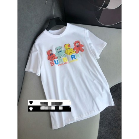 バーバリーブランド Tシャツ 半袖 春夏レディースメンズ 快適 tシャツ かわいい 鮮やかクマ柄 T-shirt 純綿 着心地がいい ゆったり tシャツ 上着