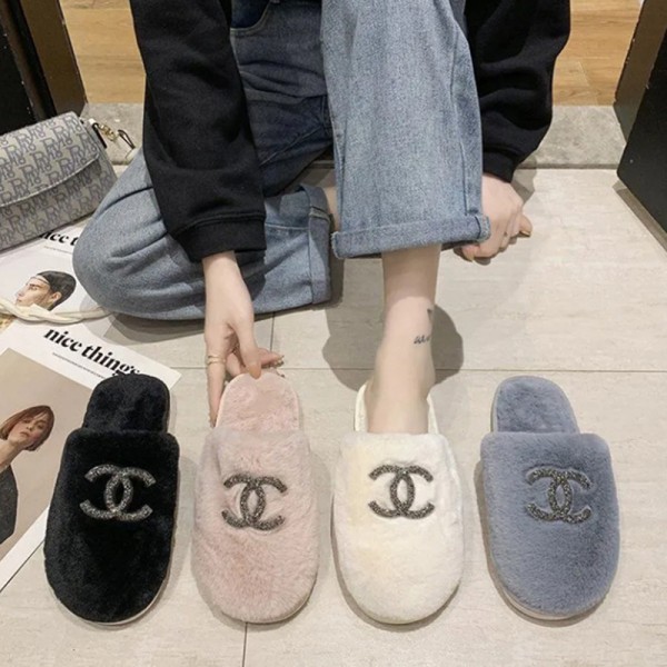 CHANELシャネルスリッパ ふわふわシューズ ハイブランドChanel 高品質もこもこ快適スリッパ 靴ファッションレディースメンズ 秋冬 ...