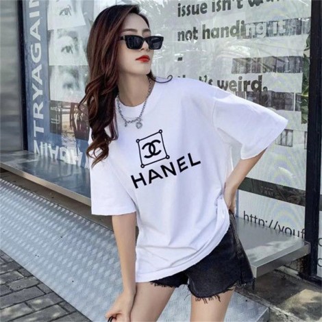 シャネル ブランド tシャツ 定番 黒白2色 簡約ドロップショルダー半袖 tシャツ Chanel レディースメンズトップス春夏 着心地抜群 快適 上着 tシャツ