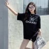 シャネル ブランド tシャツ 定番 黒白2色 簡約ドロップショルダー半袖 tシャツ Chanel レディースメンズトップス春夏 着心地抜群 快適 上着 tシャツ