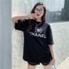 シャネル ブランド tシャツ 定番 黒白2色 簡約ドロップショルダー半袖 tシャツ Chanel レディースメンズトップス春夏 着心地抜群 快適 上着 tシャツ