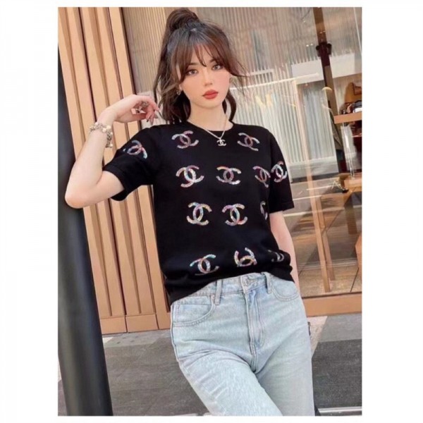 ハイブランドシャネル tシャツ Chanel 純綿 肌触りがよい tシャツ ファッション快適 半袖 tシャツ ゆったり 夏 レディース愛用 tシャツ