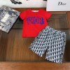 ハイブランドディオール 子供服 2点セット半袖ｔシャツ 半ズボン かわいい 丸首 tシャツ 純綿 着心地がよい tシャツ 上着 ハーフパンツ 男の子女の子 学生 通学