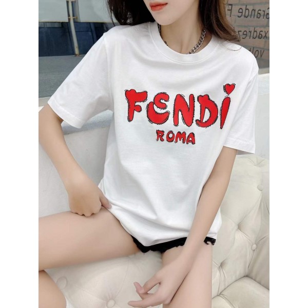 フェンディハイブランド tシャツ ファッション 高品質 純綿 tシャツ 上着 FENDI男女兼用 快適 半袖tシャツ カジュアル 大きいサイズ T-shirt