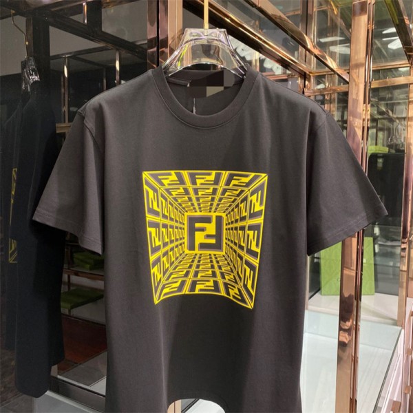 ハイブランドフェンディ tシャツ FENDI 個性FFロゴ 純綿 着心地がよい ...