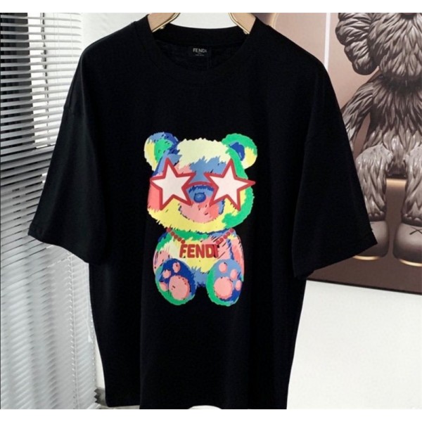 FENDI ハイブランドtシャツフェンディ 可愛い 丸首 tシャツ 柔らかい ...