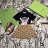 グッチ 子供服 上下セットハイブランドGUCCI 半袖tシャツショートスカートセットアップ 子ども用 Tシャツ スカート キッズ服 2点セット ガールズ 普段着 スポーツウェア 夏