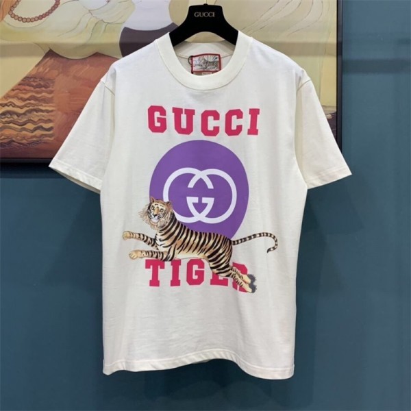 グッチブランド tシャツおしゃれ レディースメンズ 半袖 tシャツGUCCI 純綿 ...