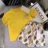 ザノースフェイス グッチコラボブランド 子供服 tシャツハーフパンツ上下セット シンプル 高品質 快適 tシャツショートパンツ夏 かわいい 女の子男の子