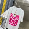 ハイブランドロエベ tシャツおしゃれ高品質 純綿 肌に優しい 丸首 tシャツドロップショルダー ルーズ カジュアル tシャツ 上着 夏 半袖 快適 インナー Tシャツ