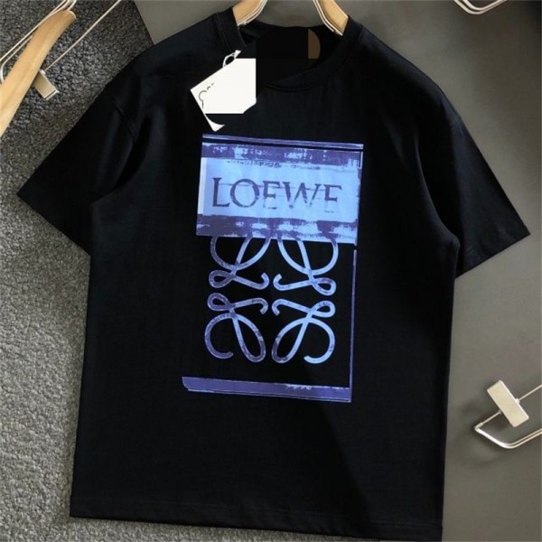 ロエベブランド tシャツ ファッション 潮流 半袖 tシャツ Loewe 高品質 コットン やわらか ソフト ティーシャツ ドロップショルダー ゆったり tシャツ
