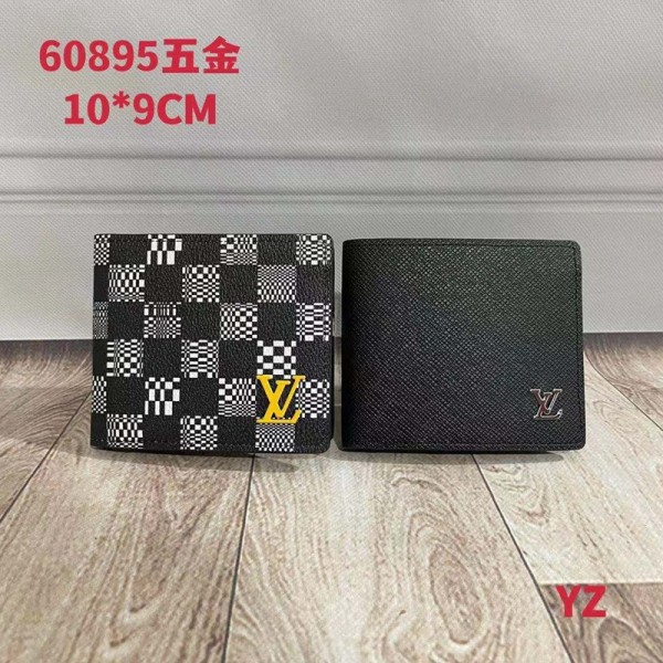 ルイヴィトンブランド財布メンズファッション高品質レザー短財布 二つ折り LV 碁盤縞 財布 革財布 ...