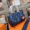 ルイヴィトンブランドボストンバッグ ハンドバッグ ファッションデニム 革パッチワークショルダーバッグ LV 高品質 大容量 斜め掛けバッグ