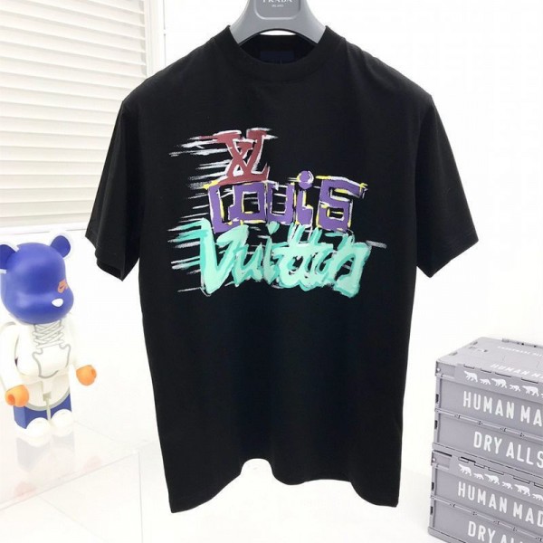 ハイブランドルイヴィトン tシャツ 純綿 肌触りがよい 快適 tシャツ インナー トレンド ストリート 半袖 tシャツ トップス 男女兼用 カップル tシャツ