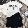 ハイブランドプラダ tシャツ 半ズボン 上下セット キッズ ガールズ ボーイ 子供服スーツ ファッション 簡約 純綿 着心地抜群 半袖 Tシャツ ハーフパンツ 90-160CM