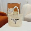 プラダブランド編みトートバッグ カゴバッグ PRADA おしゃれ 高品質 手持ちバッグ 上品 丈夫 収納 ハンドバッグ 編みかごバッグ お出かけ プレゼント